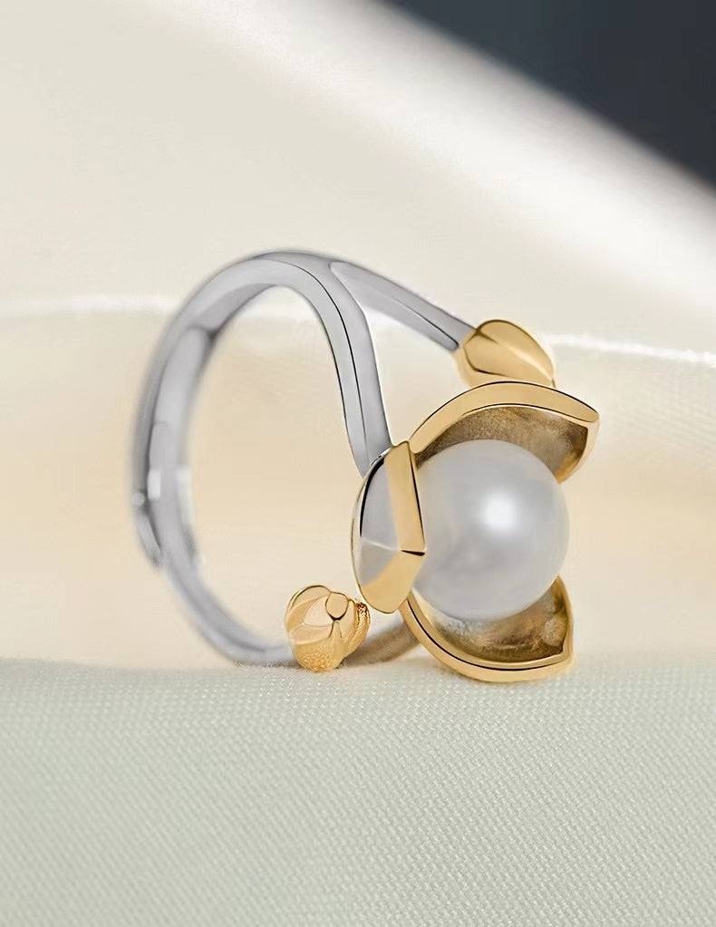 Genuine Freshwater Pearl Flower Ring