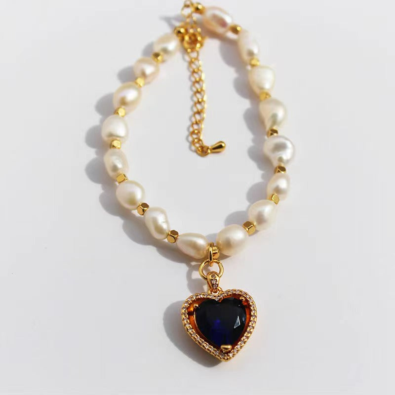 Genuine Freshwater Pearl Rainbow Heart Necklace