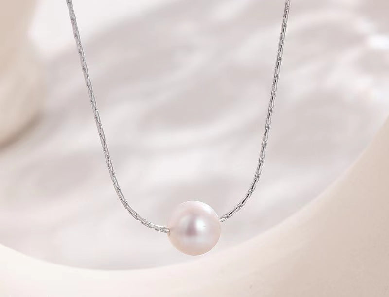 Genuine Freshwater Pearl Solid S925 Silver Planet Necklace