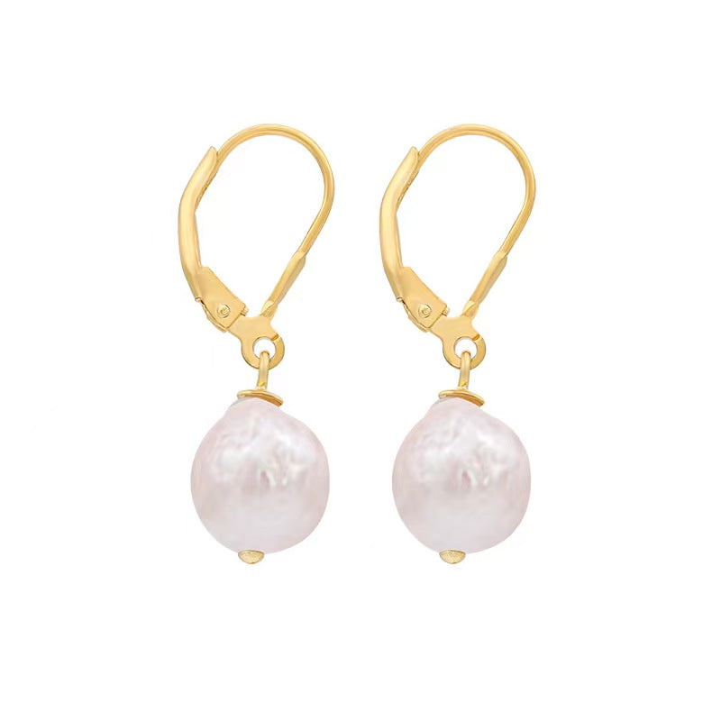 Genuine Baroque Pearl Solid S925 Silver Lantern Earrings