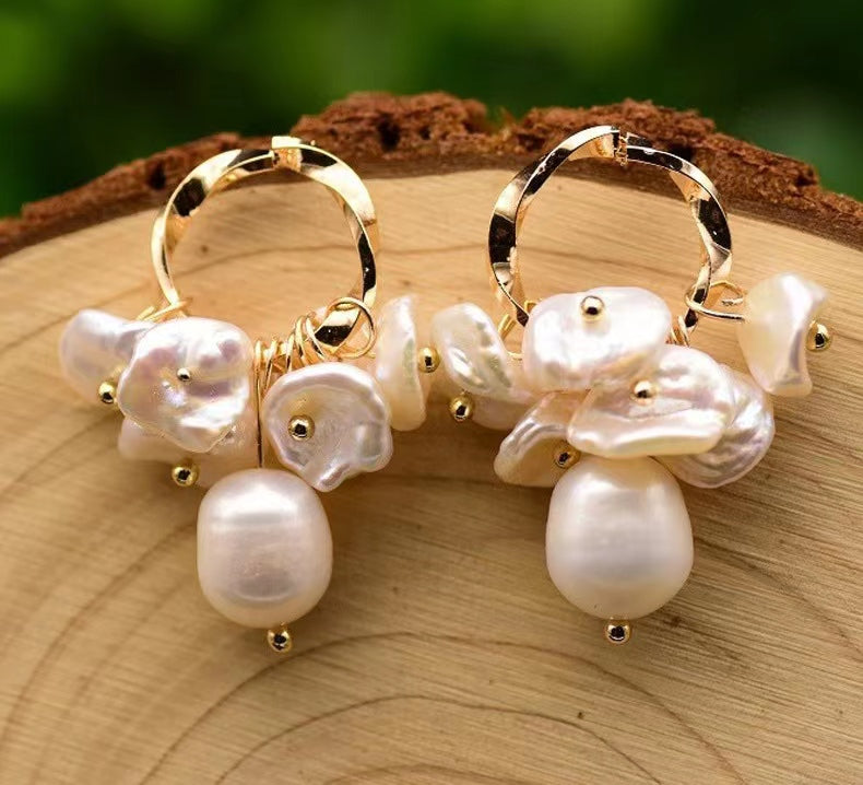 Genuine Freshwater Baroque Pearl Orchid Earrings (Limited Edition)