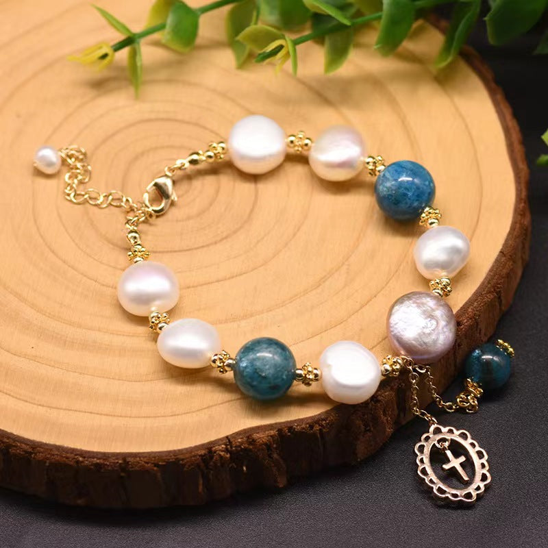 Genuine Freshwater Baroque Pearl Kyanite Bracelet (Limited Edition)