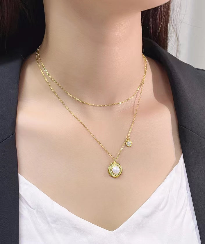 Genuine Baroque Pearl Solid S925 Silver Sun Radiance Necklace