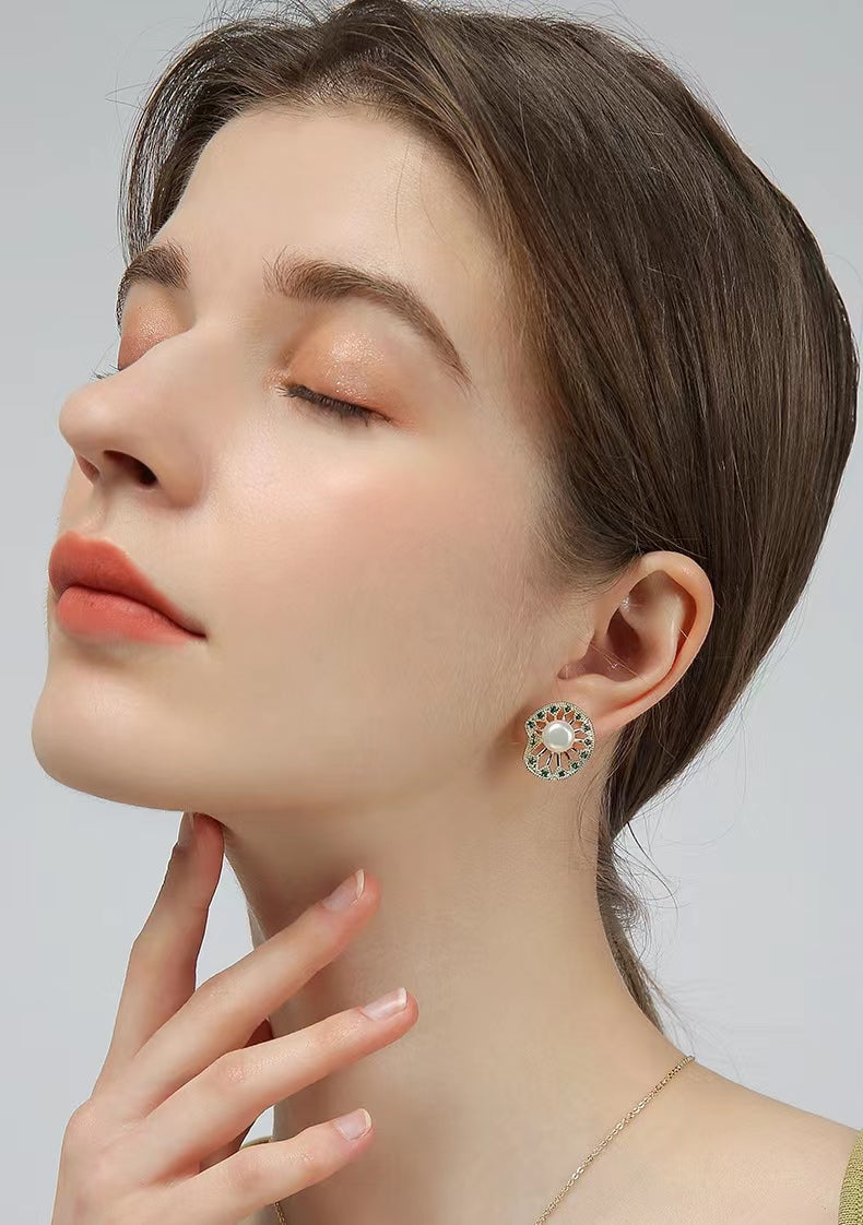 Genuine Freshwater Pearl Lotus Leaf Earrings