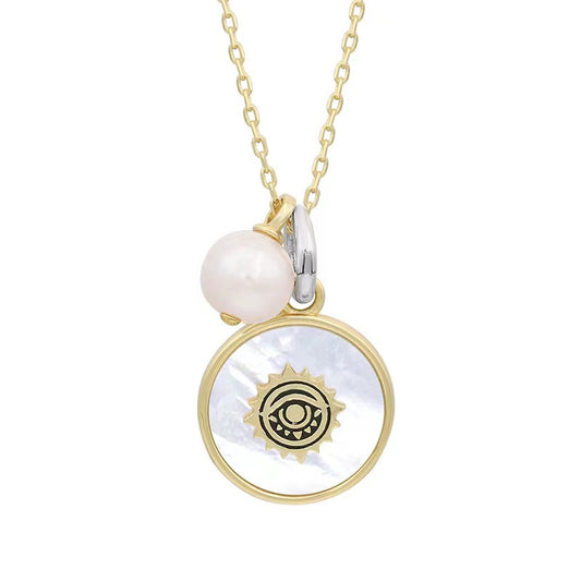 Genuine Freshwater Pearl Solid S925 Silver Eye Of Luck Necklace