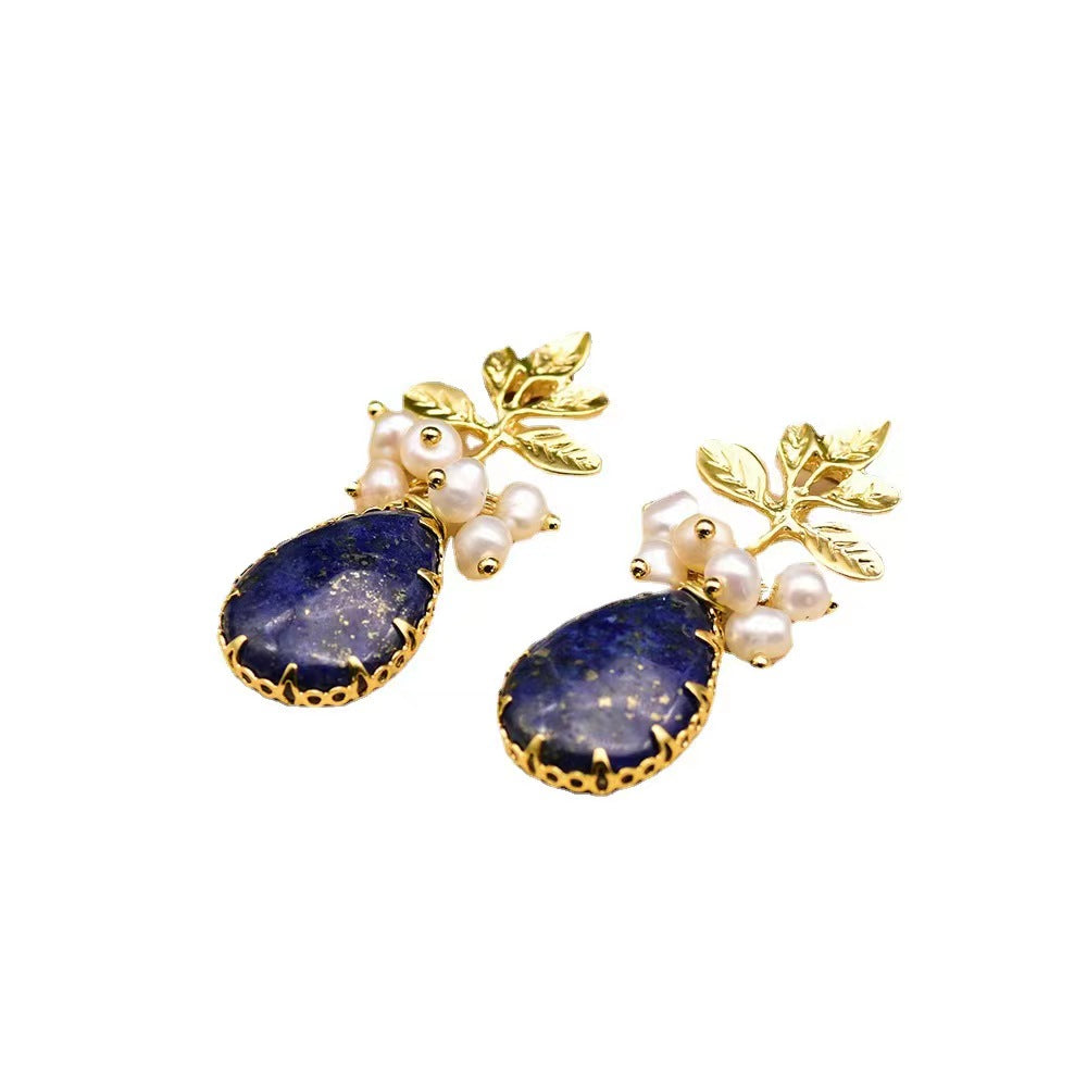 Genuine Freshwater Baroque Pearl & Lapis Lazuli Earrings (Limited Edition)