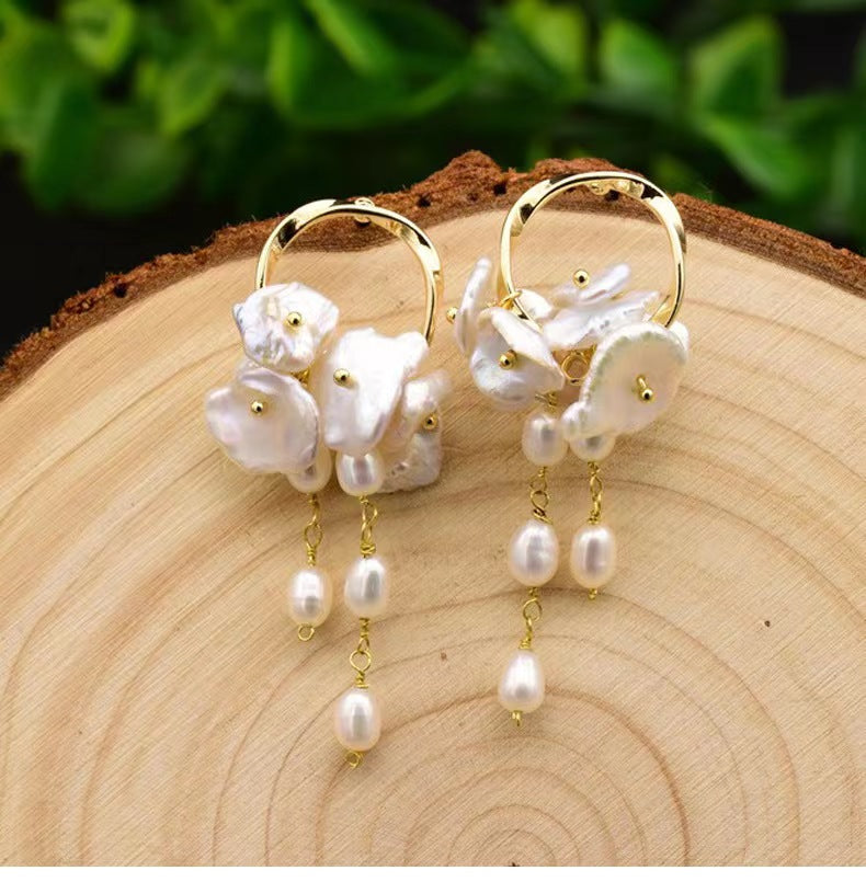 Genuine Freshwater Baroque Pearl Orchid Earrings (Limited Edition)