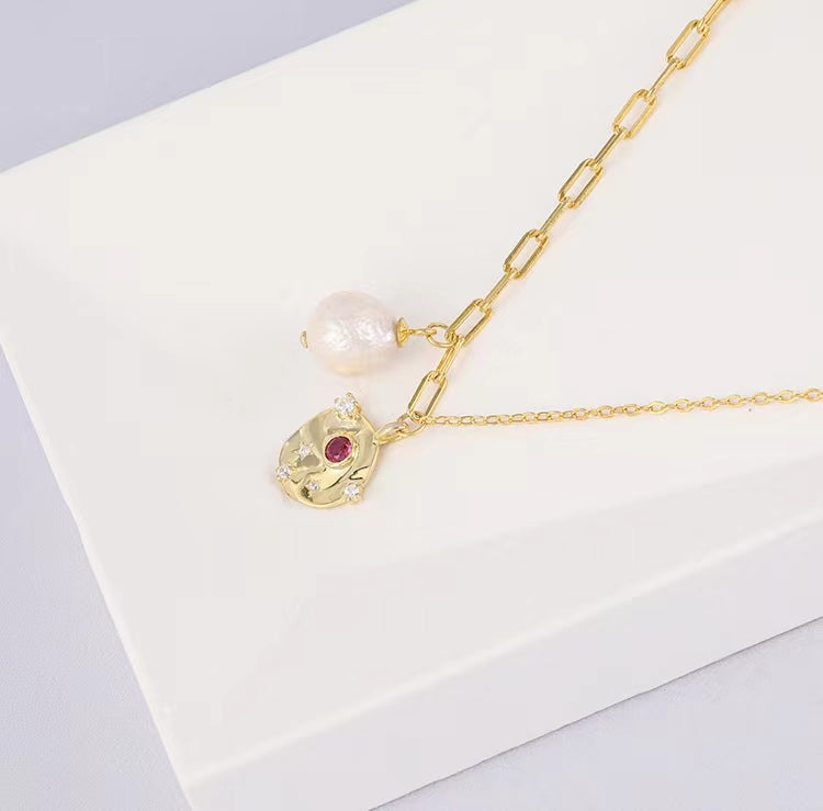 Genuine Baroque Pearl Solid S925 Silver Meteor Trail Necklace