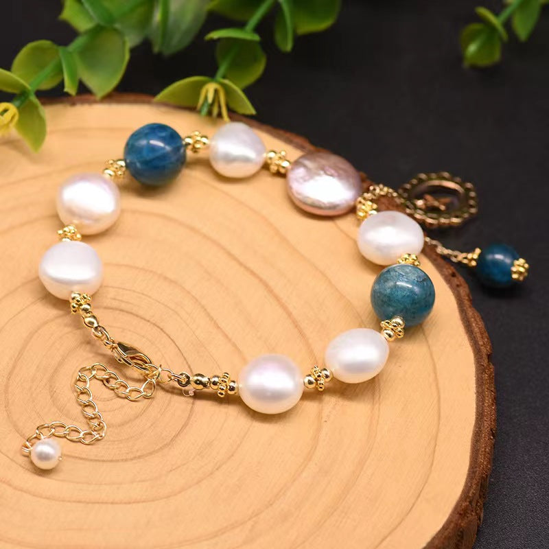 Genuine Freshwater Baroque Pearl Kyanite Bracelet (Limited Edition)