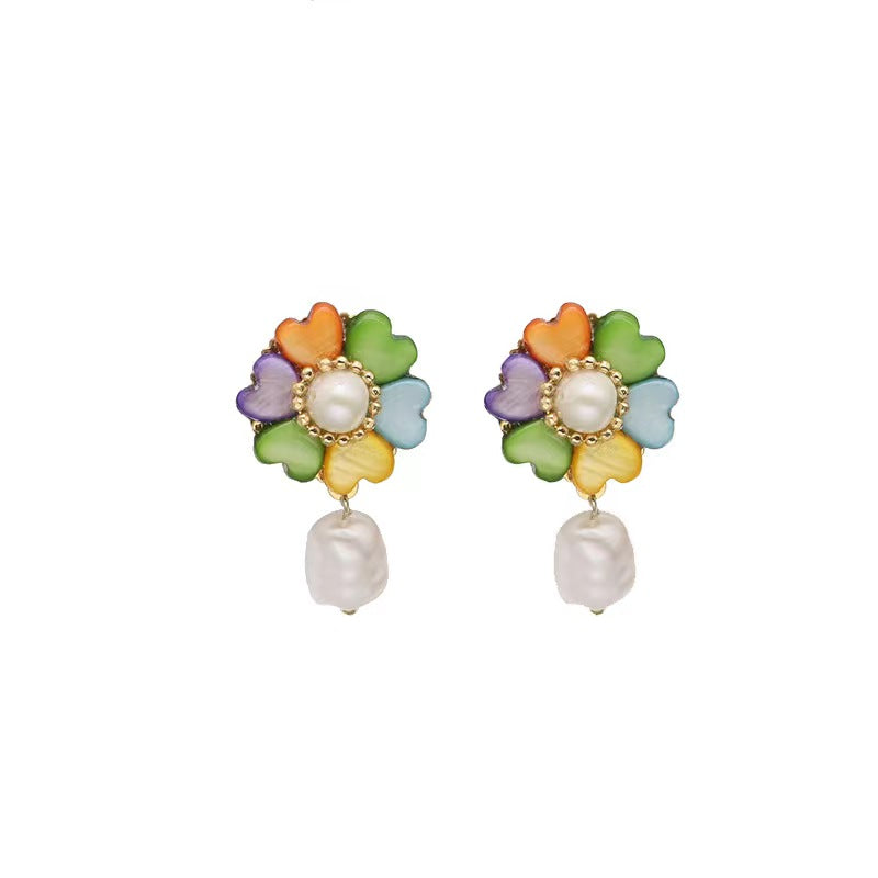 Genuine Freshwater Baroque Pearl Rainbow Clover Earrings (Limited Edition)