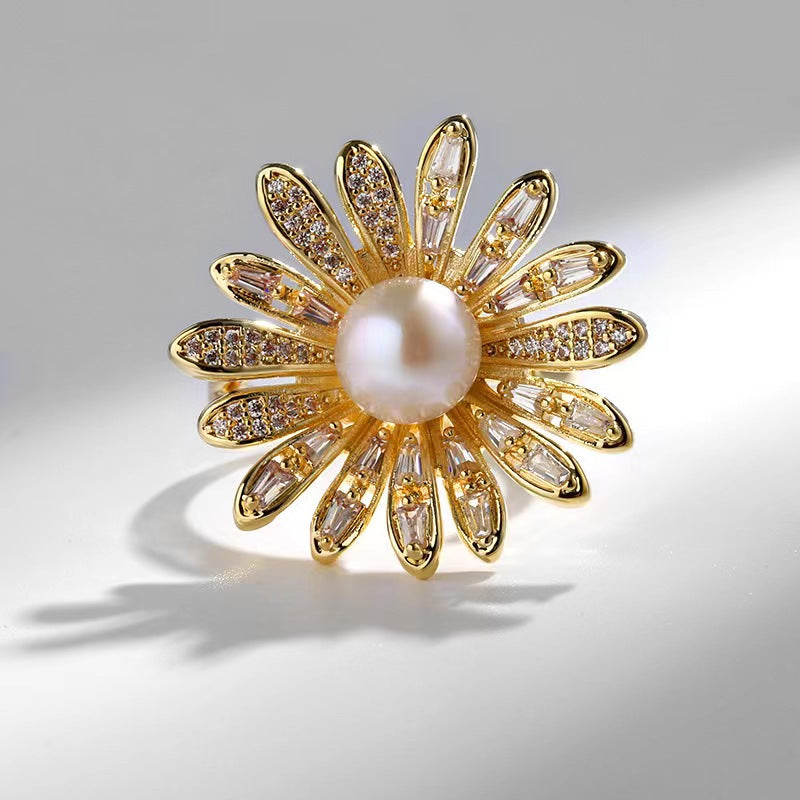 Genuine Freshwater Pearl Daisy Ring