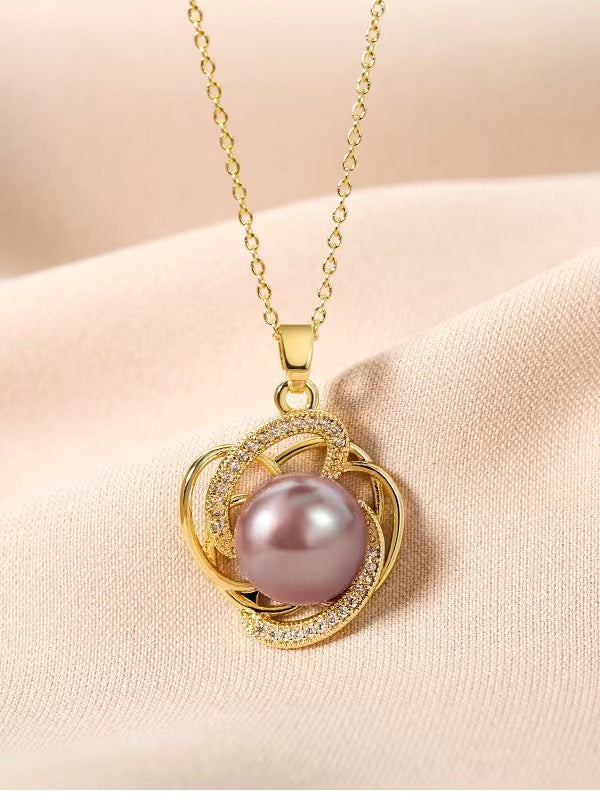 Genuine Freshwater Pearl Rose Necklace