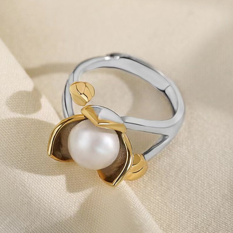 Genuine Freshwater Pearl Flower Ring