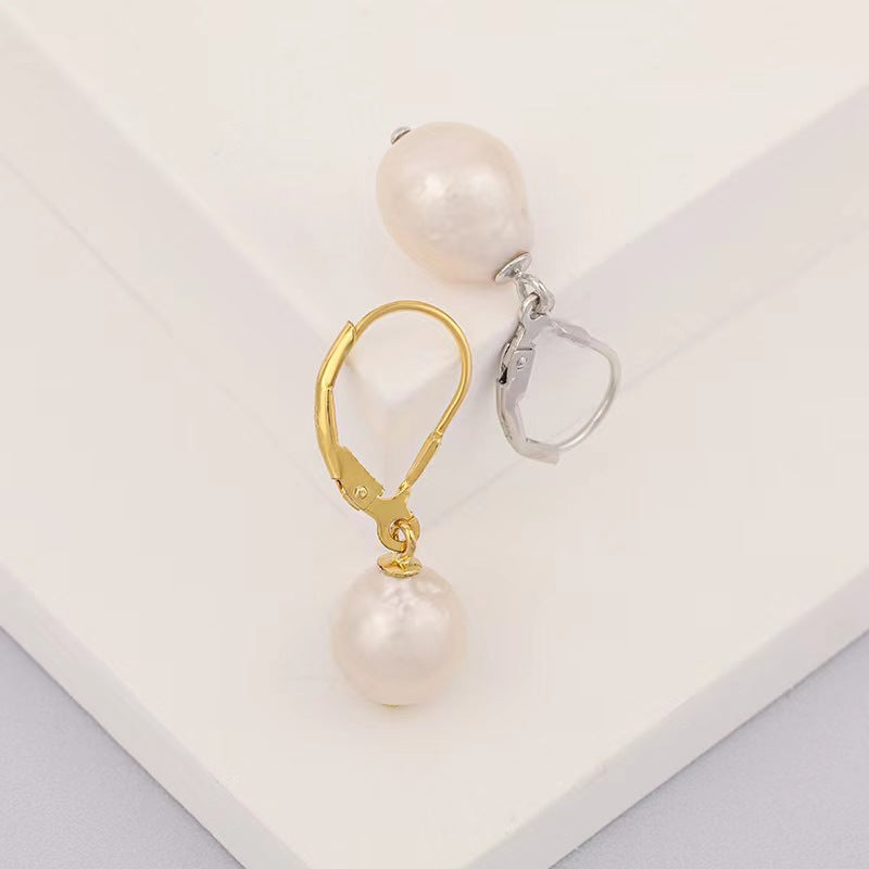 Genuine Baroque Pearl Solid S925 Silver Lantern Earrings