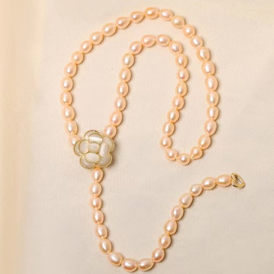 Genuine Freshwater Pearl Rose Necklace