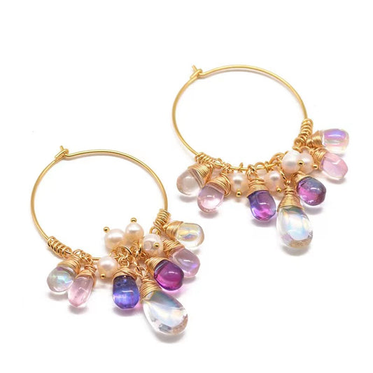 Genuine Freshwater Baroque Pearl Rainbow Tear Earrings