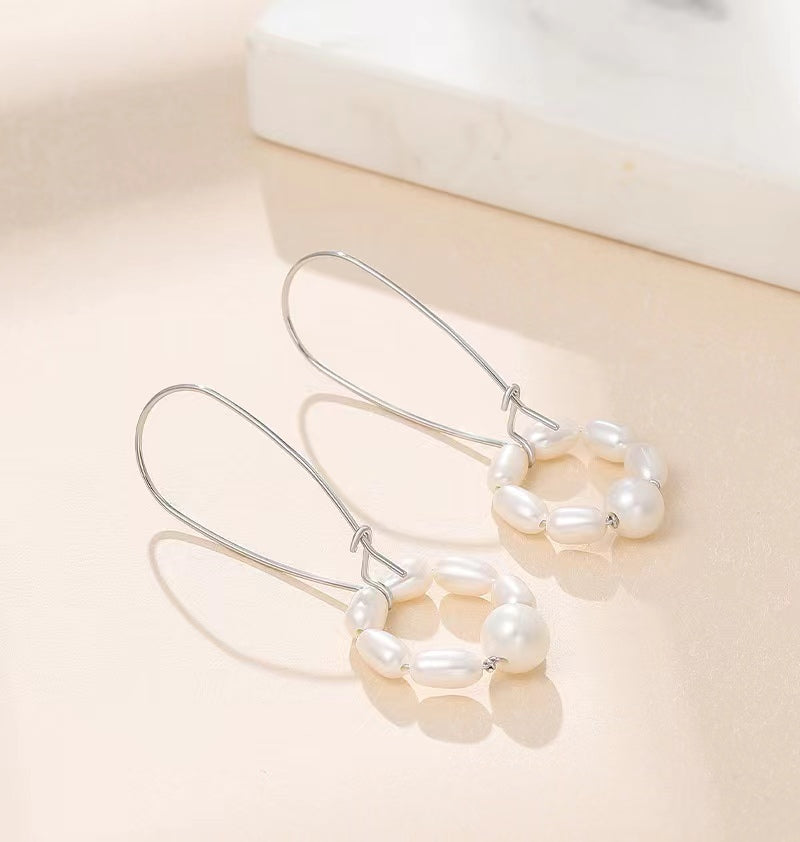 Genuine Freshwater Pearl Solid S925 Silver Swaying Lily Earrings