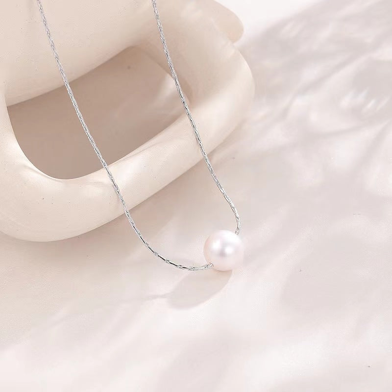 Genuine Freshwater Pearl Solid S925 Silver Planet Necklace