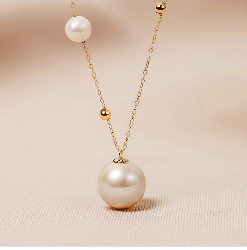 Genuine Freshwater Pearls 18K Solid Gold Bubble Necklace