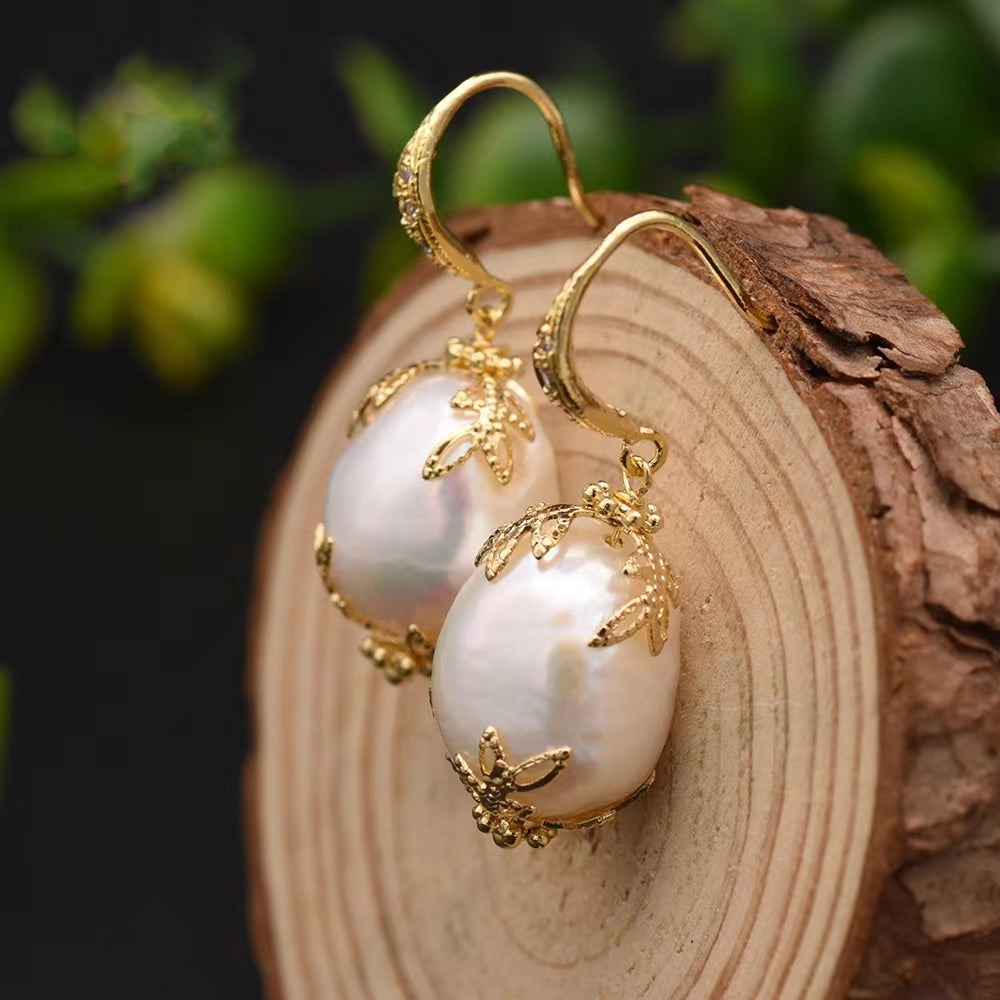 Genuine Freshwater Baroque Pearl Borough Earrings