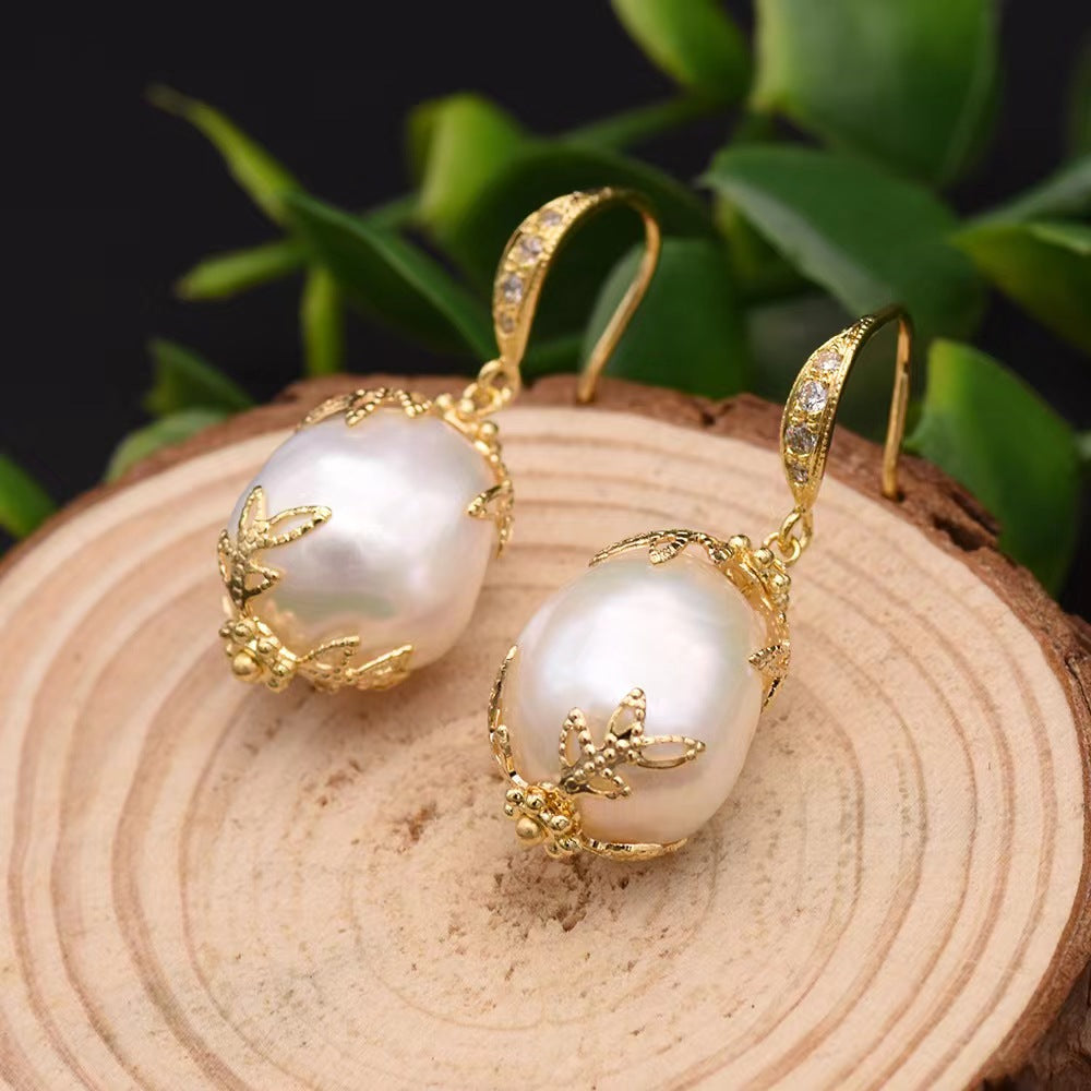 Genuine Freshwater Baroque Pearl Borough Earrings