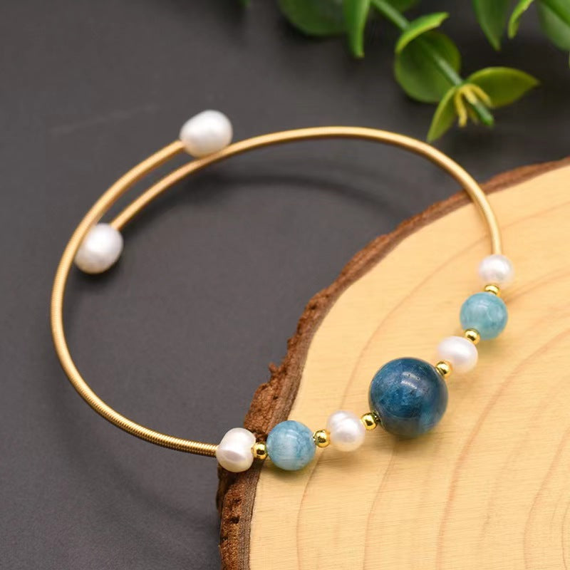 Genuine Freshwater Pearl & Aquamarine Bracelet (Limited Edition)