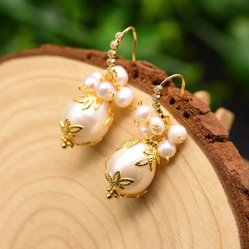 Genuine Freshwater Baroque Pearl Borough Earrings