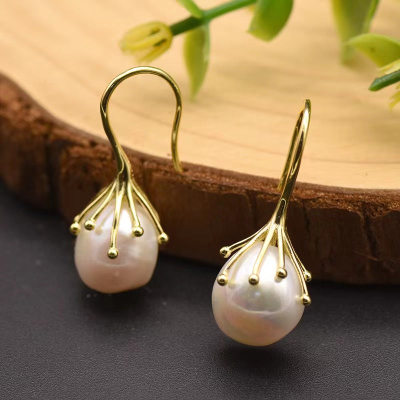 Genuine Freshwater Baroque Pearl Borough Earrings