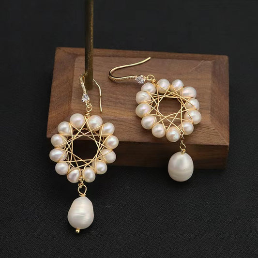 Genuine Freshwater Baroque Pearl Sun Flower Earrings (Limited Edition)