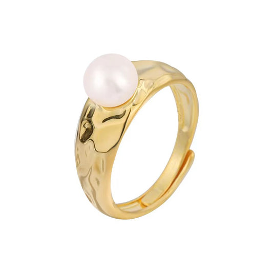 Genuine Freshwater Pearl Solid S925 Silver Artwork Ring