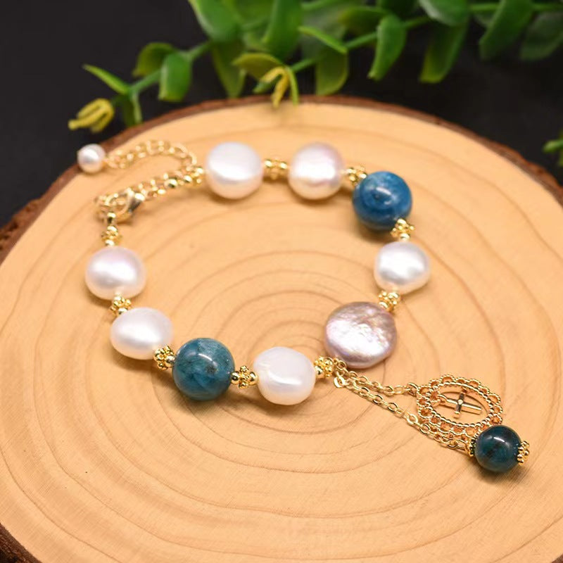 Genuine Freshwater Baroque Pearl Kyanite Bracelet (Limited Edition)