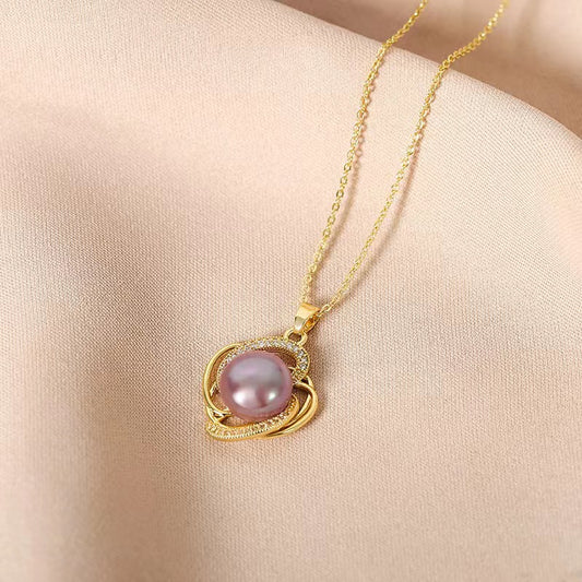 Genuine Freshwater Pearl Rose Necklace