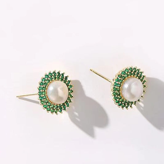 Genuine Freshwater Pearls Sunflower Earrings