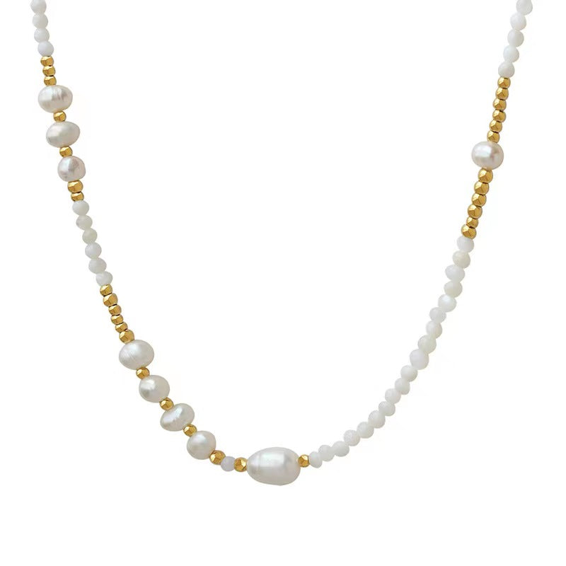 Genuine Freshwater Pearl Titanium Steel Shirley Necklace