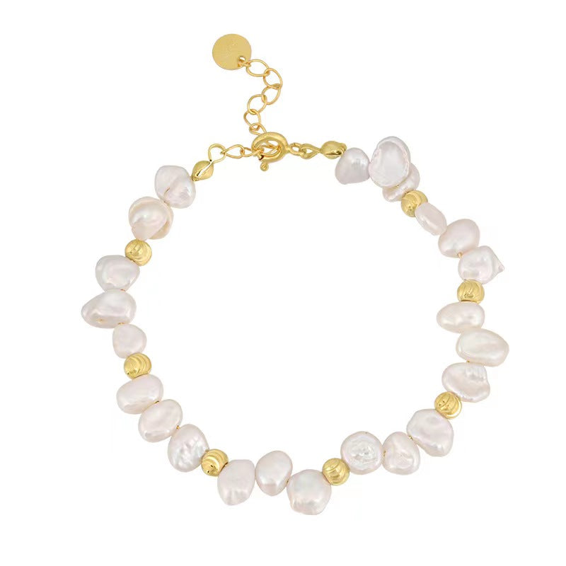 Genuine Baroque Pearl Solid S925 Silver Dew Bracelet