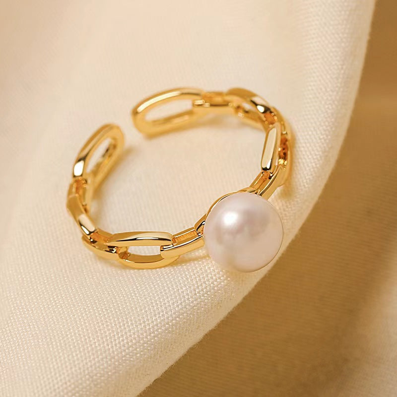 Genuine Freshwater Pearl Linked Ring