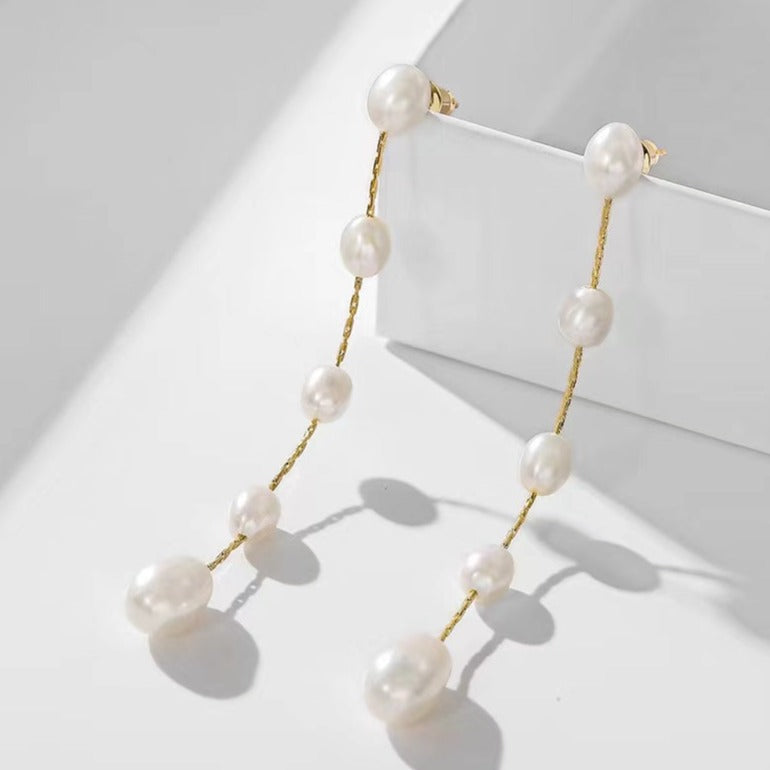 Genuine Freshwater Pearls Morning Tear Earrings