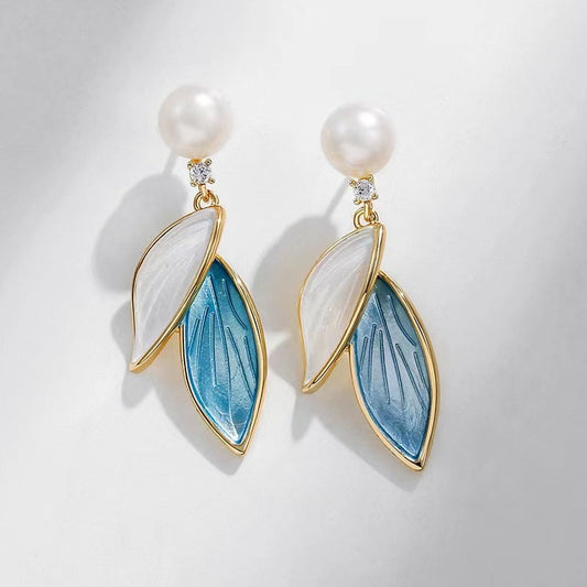 Genuine Freshwater Pearl Leaf Earrings