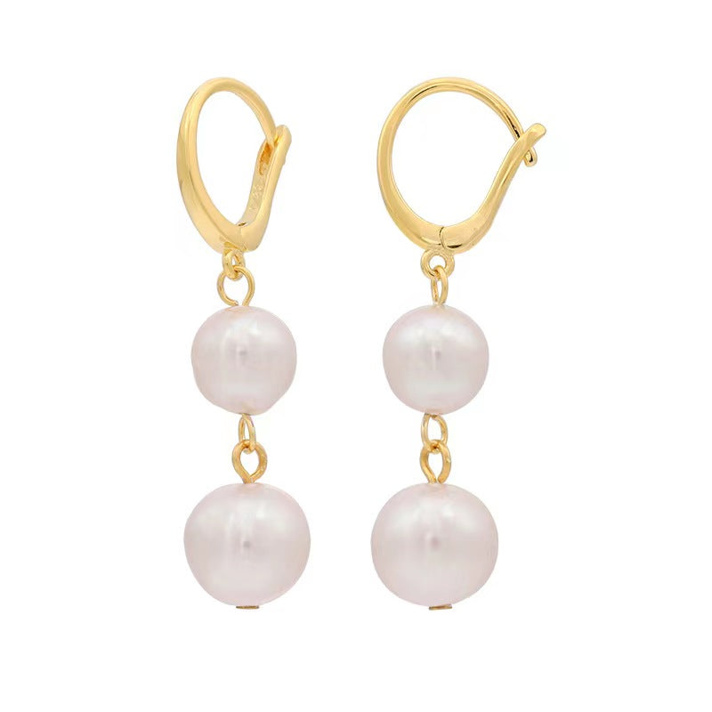 Genuine Baroque Pearl Solid S925 Sliver Rain Earrings