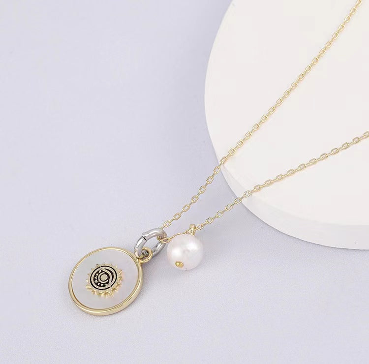 Genuine Freshwater Pearl Solid S925 Silver Eye Of Luck Necklace