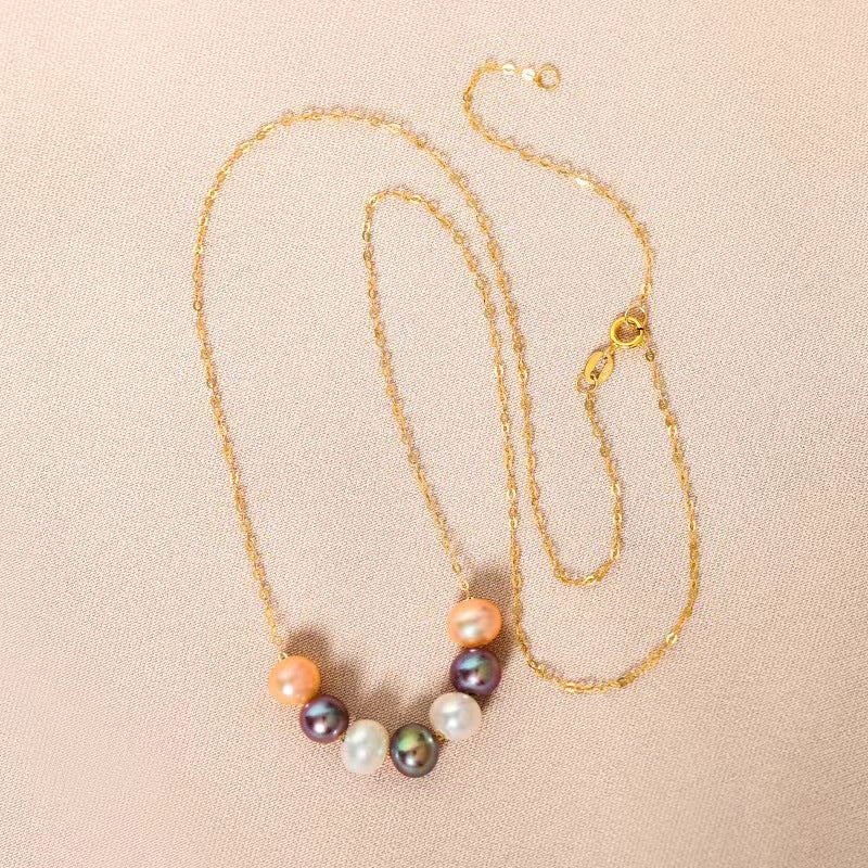 Genuine Freshwater Pearl Rainbow Necklace