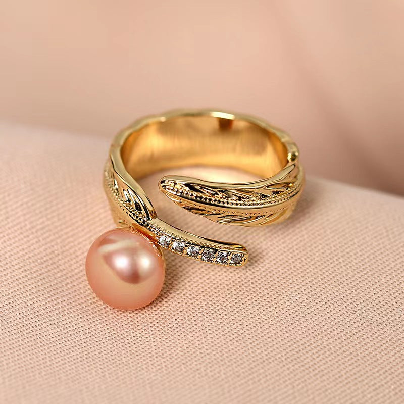 Genuine Freshwater Pearl Leafy Ring