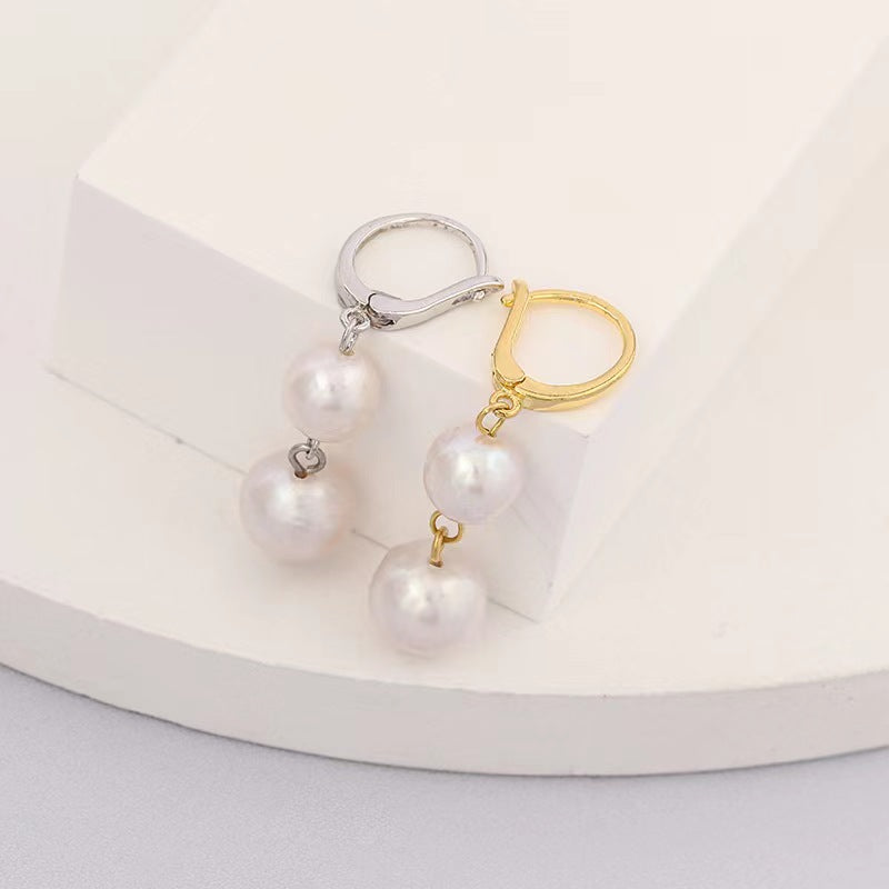 Genuine Baroque Pearl Solid S925 Sliver Rain Earrings