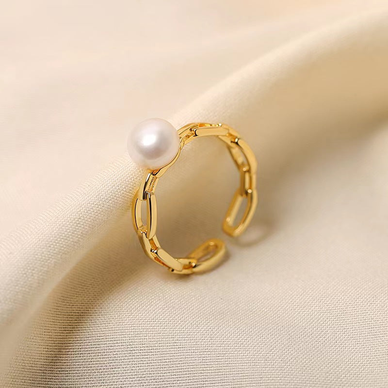 Genuine Freshwater Pearl Linked Ring