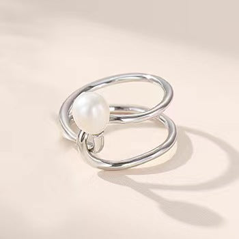 Genuine Freshwater Pearl Solid S925 Silver Fate Knot Ring