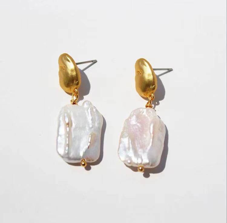 Genuine Freshwater Baroque Pearl Emma Earrings