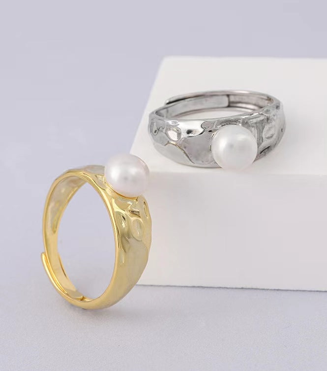 Genuine Freshwater Pearl Solid S925 Silver Artwork Ring