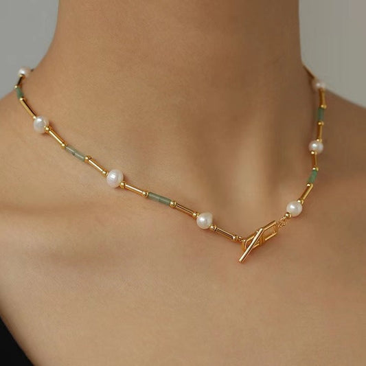 Genuine Natural Freshwater Pearl Streamer Gemstone Necklace
