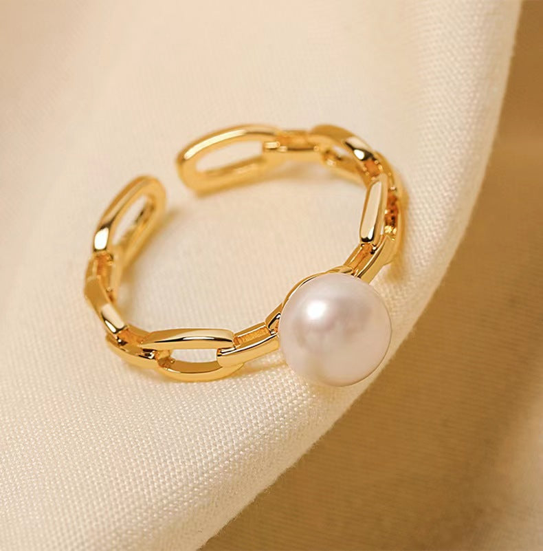 Genuine Freshwater Pearl Linked Ring