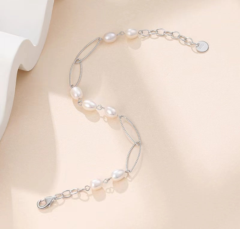 Genuine Freshwater Pearl Solid S925 Silver Dream Buckle Bracelet